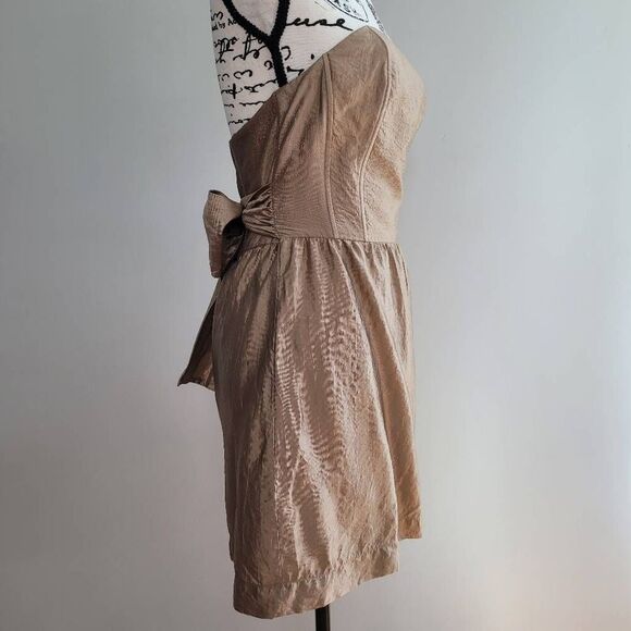 Twelfth Street by Cynthia Vincent bronze gold metallic dress strapless corset mi - Picture 3 of 14